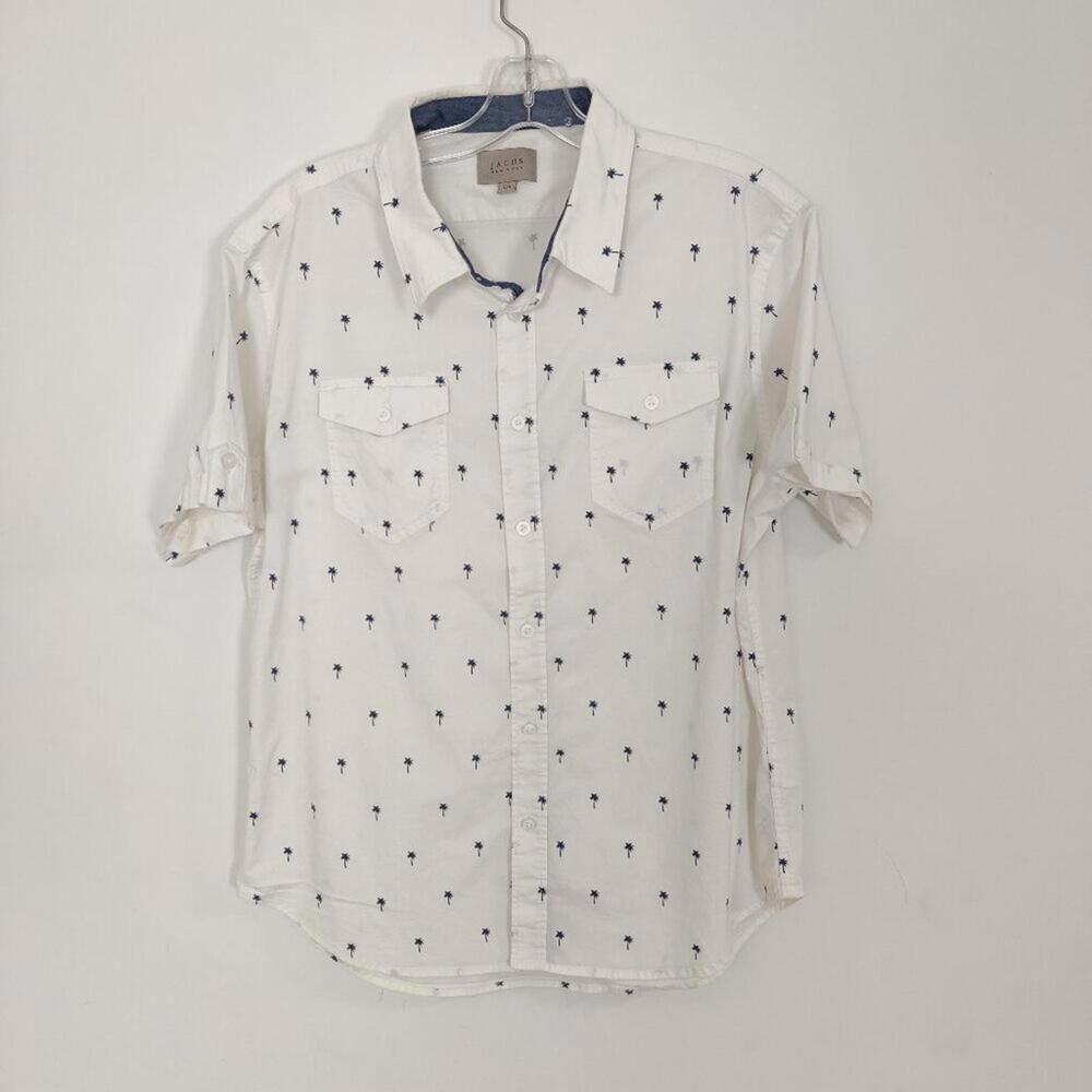 Jachs New York Men's Button Down Shirt Size Large Palm Tree Cotton Beach Summer